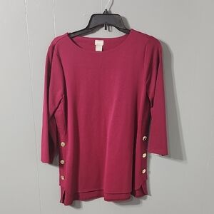 Chico's Burgundy Tunic with Gold Buttons